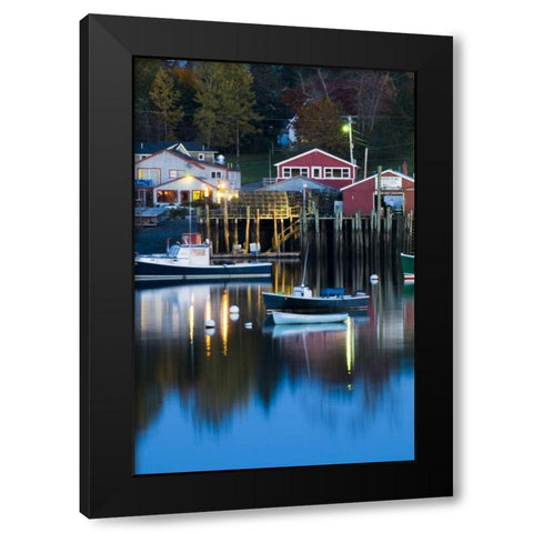 ME, Mount Desert Bernard Harbor reflections Black Modern Wood Framed Art Print with Double Matting by Rotenberg, Nancy