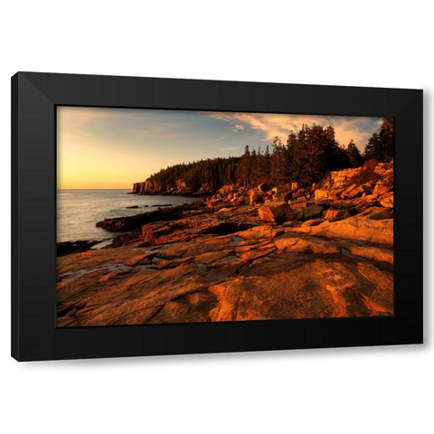 USA-Maine-Acadia National Park Sunrise on ocean coastline Black Modern Wood Framed Art Print by Jaynes Gallery