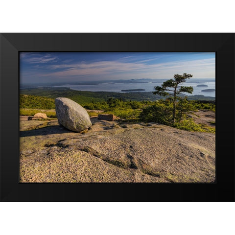 View from Cadillac Mountain looking down onto Frenchman Bay in Acadia National Park-Maine-USA Black Modern Wood Framed Art Print by Haney, Chuck