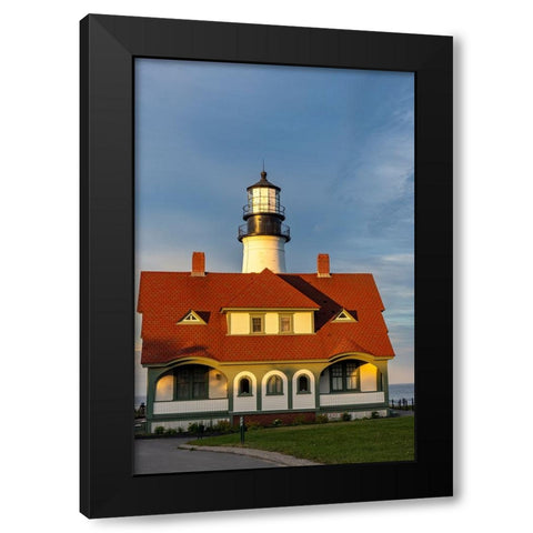 Sunset at Portland Head Lighthouse in Portland-Maine-USA Black Modern Wood Framed Art Print by Haney, Chuck