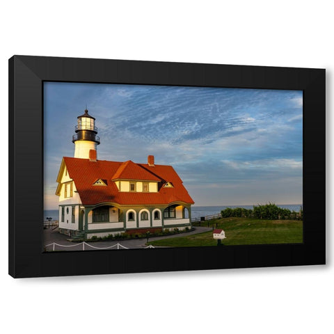 Sunset at Portland Head Lighthouse in Portland-Maine-USA Black Modern Wood Framed Art Print by Haney, Chuck