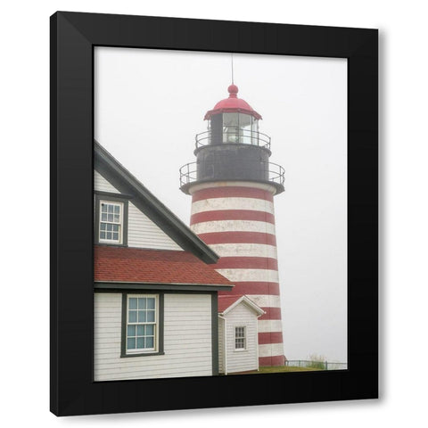 Maine West Quoddy Head Light at Quoddy Head State Park in Lubec-Maine Black Modern Wood Framed Art Print with Double Matting by Eggers, Julie