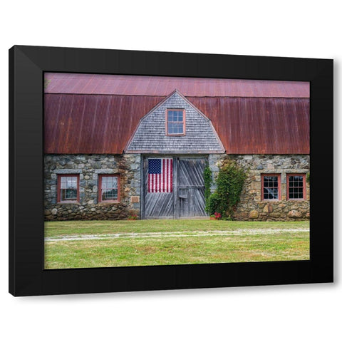 Maine Historic Stone Barn Farm (1820) in Bar Harbor Black Modern Wood Framed Art Print by Eggers, Julie