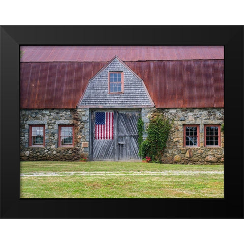 Maine Historic Stone Barn Farm (1820) in Bar Harbor Black Modern Wood Framed Art Print by Eggers, Julie