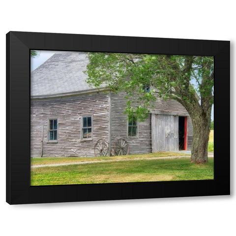 Maine Historic Stone Barn Farm (1820) in Bar Harbor Black Modern Wood Framed Art Print by Eggers, Julie