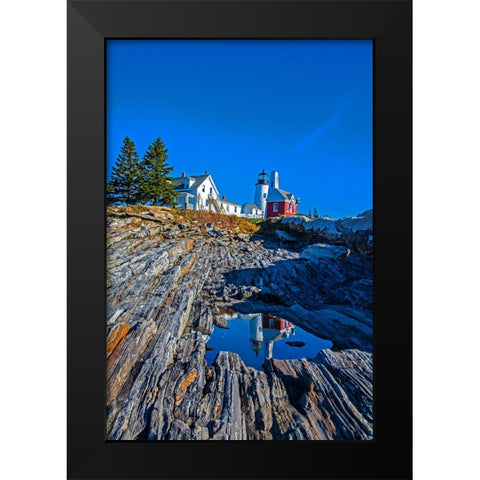 USA-New England-Maine-Pemaquid Point Lighthouse Black Modern Wood Framed Art Print by Gulin, Sylvia