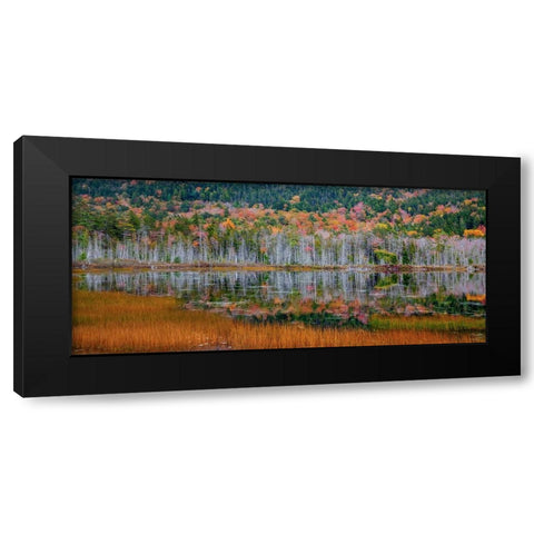 USA-New England-Maine-Mt-Desert Island-Acadia National Park with small lake with hillsides in Autum Black Modern Wood Framed Art Print with Double Matting by Gulin, Sylvia