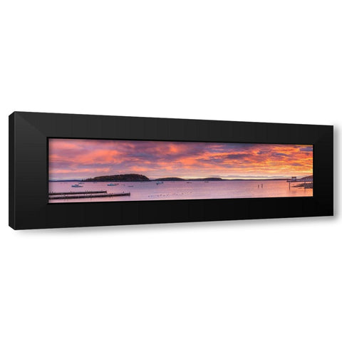 Maine-Mt Desert Island-Bar Harbor-view of Frenchman Bay-autumn-sunrise Black Modern Wood Framed Art Print by Bibikow, Walter