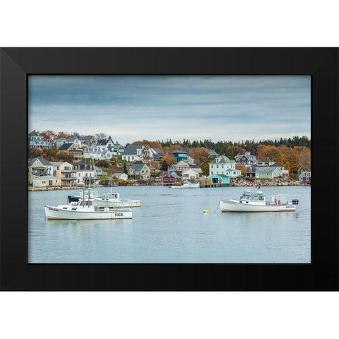 Maine-Stonington-Stonington Harbor-autumn Black Modern Wood Framed Art Print by Bibikow, Walter