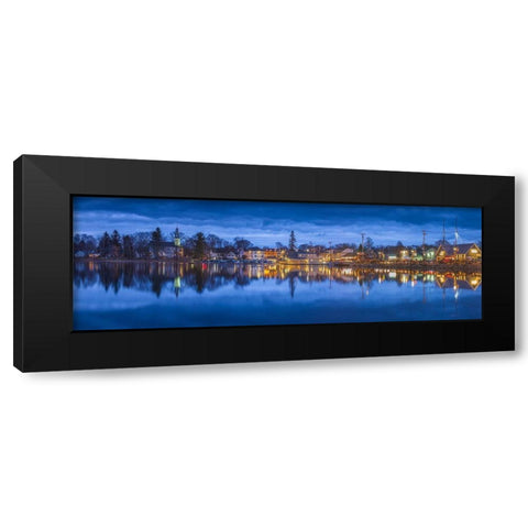 Maine-Kennebunkport-village reflection-winter-dusk Black Modern Wood Framed Art Print with Double Matting by Bibikow, Walter