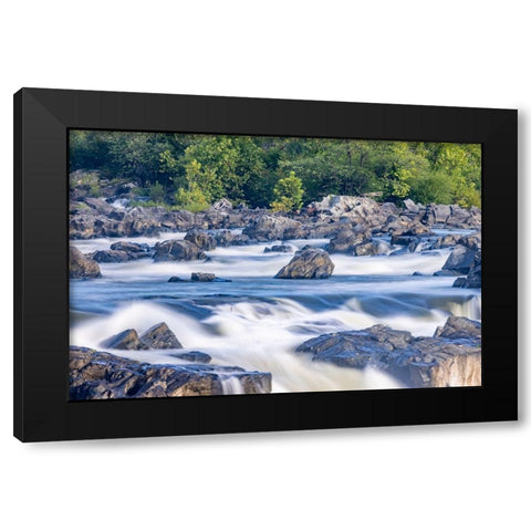 Usa-Maryland Great Falls Overlook-Potomac River-Long Exposure of the Water of the Potomac Black Modern Wood Framed Art Print by Looney, Hollice