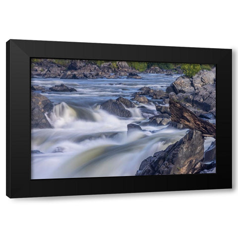 Usa-Maryland Great Falls Overlook-Potomac River-Long Exposure of the Water of the Potomac Black Modern Wood Framed Art Print by Looney, Hollice