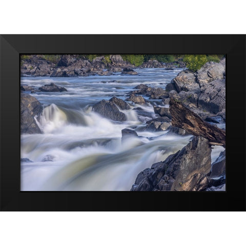 Usa-Maryland Great Falls Overlook-Potomac River-Long Exposure of the Water of the Potomac Black Modern Wood Framed Art Print by Looney, Hollice