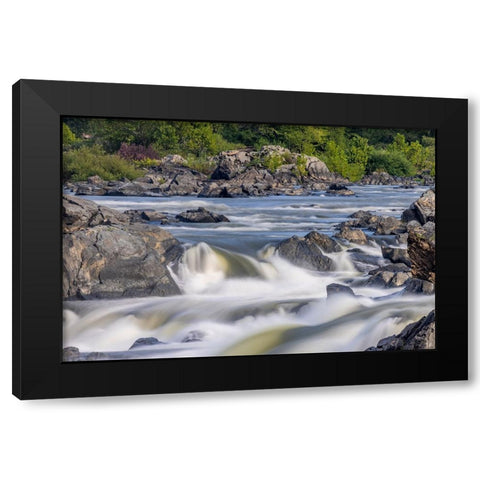 Usa-Maryland Great Falls Overlook-Potomac River-Long Exposure of the Water of the Potomac Black Modern Wood Framed Art Print by Looney, Hollice