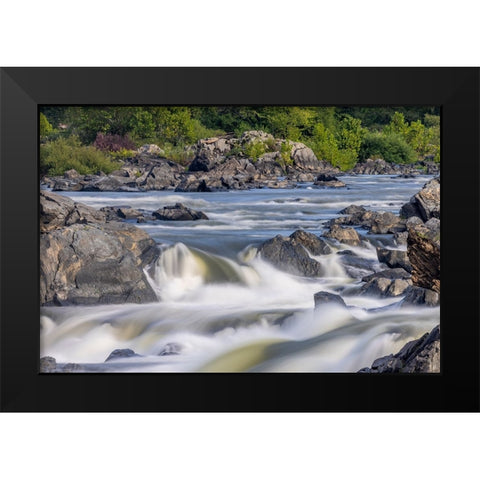 Usa-Maryland Great Falls Overlook-Potomac River-Long Exposure of the Water of the Potomac Black Modern Wood Framed Art Print by Looney, Hollice