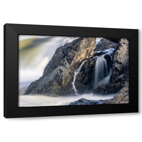 Usa-Maryland Great Falls Overlook-Potomac River-Long Exposure of the Water of the Potomac Black Modern Wood Framed Art Print with Double Matting by Looney, Hollice