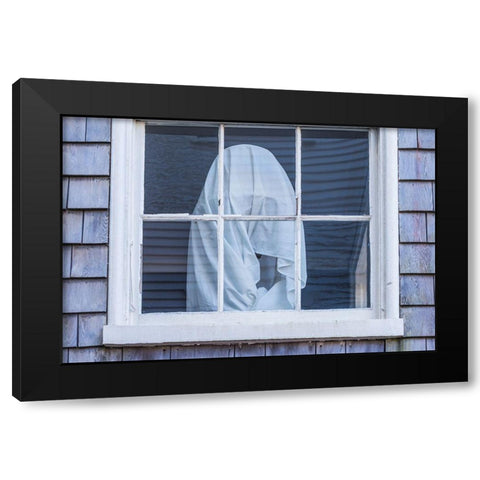 USA-Massachusetts-Nantucket Island. Nantucket Town-wrapped shape in window Black Modern Wood Framed Art Print with Double Matting by Bibikow, Walther