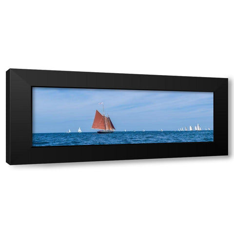 New England-Massachusetts-Cape Ann-Gloucester-Gloucester Schooner Festival-schooner parade of sail Black Modern Wood Framed Art Print with Double Matting by Bibikow, Walter