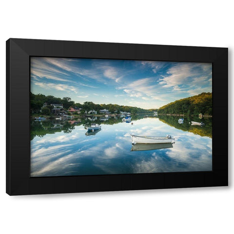 New England-Massachusetts-Cape Ann-Gloucester-Annisquam-Lobster Cove-reflections Black Modern Wood Framed Art Print with Double Matting by Bibikow, Walter