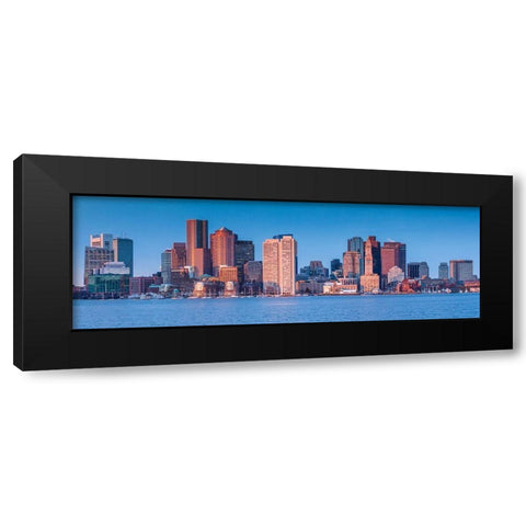 New England-Massachusetts-Boston-city skyline from Boston Harbor-dawn Black Modern Wood Framed Art Print with Double Matting by Bibikow, Walter