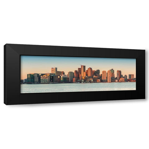 New England-Massachusetts-Boston-city skyline from Boston Harbor-dawn Black Modern Wood Framed Art Print with Double Matting by Bibikow, Walter