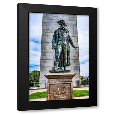 William Prescott Statue-Bunker Hill Battle Monument-Charlestown-Boston-Massachusetts-Site of June 1 Black Modern Wood Framed Art Print by Perry, William