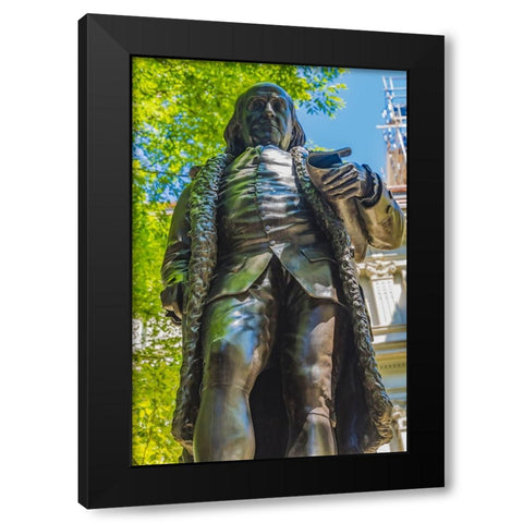 Benjamin Franklin Statue-Boston-Massachusetts-Front of the Boston Latin School founded 1635-Statue  Black Modern Wood Framed Art Print with Double Matting by Perry, William