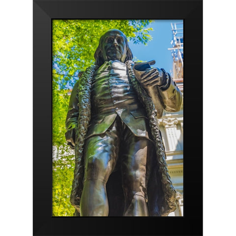 Benjamin Franklin Statue-Boston-Massachusetts-Front of the Boston Latin School founded 1635-Statue  Black Modern Wood Framed Art Print by Perry, William