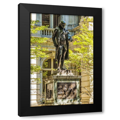 Benjamin Franklin Statue-Boston-Massachusetts-Front of the Boston Latin School founded 1635-Statue  Black Modern Wood Framed Art Print with Double Matting by Perry, William