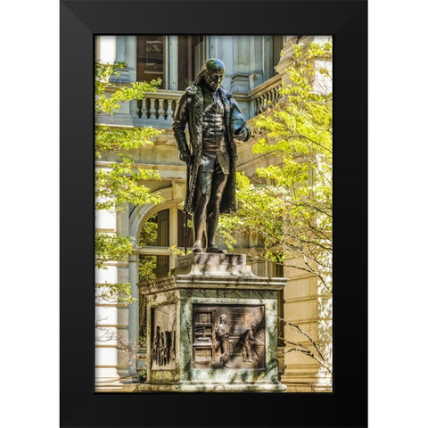 Benjamin Franklin Statue-Boston-Massachusetts-Front of the Boston Latin School founded 1635-Statue  Black Modern Wood Framed Art Print by Perry, William