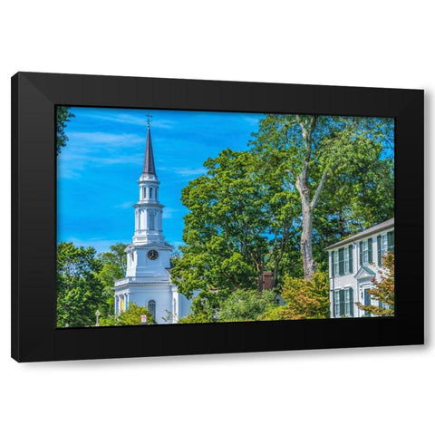 First Parish Church-Harrington House-Lexington Battle Green-Massachusetts-Site of April 19-1775 fir Black Modern Wood Framed Art Print by Perry, William