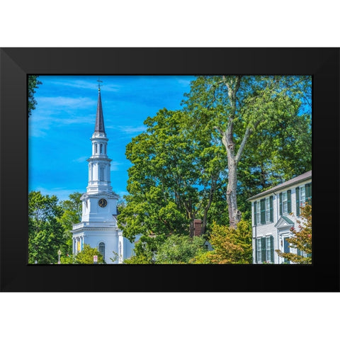 First Parish Church-Harrington House-Lexington Battle Green-Massachusetts-Site of April 19-1775 fir Black Modern Wood Framed Art Print by Perry, William