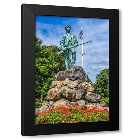 Lexington Minute Man Patriot Statue-Lexington Battle Green-Massachusetts-Site of April 19-1775 firs Black Modern Wood Framed Art Print by Perry, William