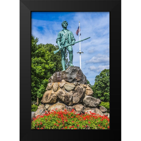 Lexington Minute Man Patriot Statue-Lexington Battle Green-Massachusetts-Site of April 19-1775 firs Black Modern Wood Framed Art Print by Perry, William