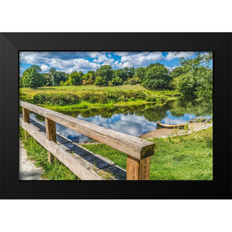 Old North Bridge-Concord River-Minute Man National Historical Park-American Revolution Monument-sit Black Modern Wood Framed Art Print by Perry, William