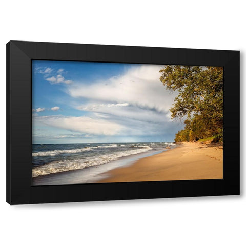 USA-Michigan-Munising Receding storm clouds at Pictured Rocks National Lakeshore Black Modern Wood Framed Art Print with Double Matting by Collins, Ann