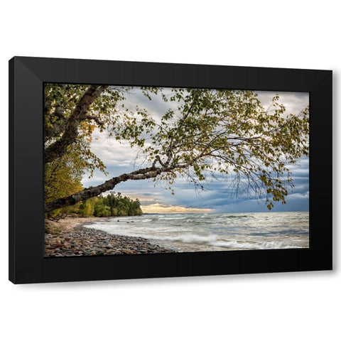 USA-Michigan Storm clouds over Pictured Rocks National Lakeshore Black Modern Wood Framed Art Print by Collins, Ann