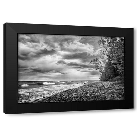 USA-Michigan-Munising Receding storm clouds at Pictured Rocks National Lakeshore Black Modern Wood Framed Art Print with Double Matting by Collins, Ann
