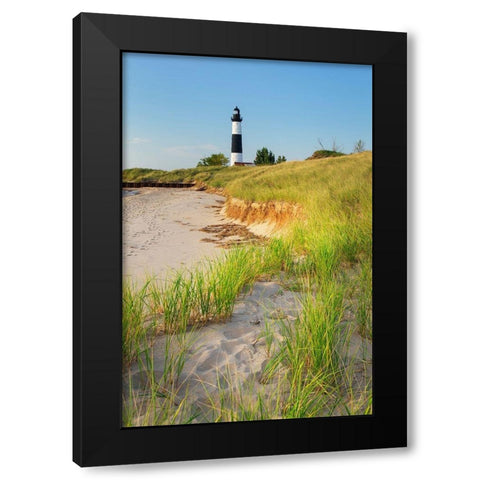 Big Sable Point Lighthouse on the eastern shore of Lake-Michigan Ludington State Park-Michigan Black Modern Wood Framed Art Print with Double Matting by Majchrowicz, Alan