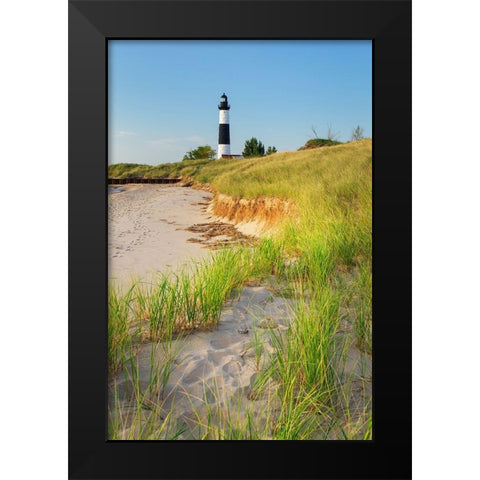 Big Sable Point Lighthouse on the eastern shore of Lake-Michigan Ludington State Park-Michigan Black Modern Wood Framed Art Print by Majchrowicz, Alan