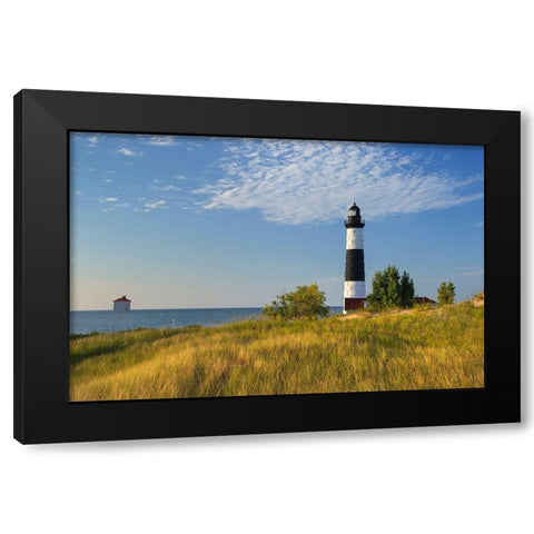 Big Sable Point Lighthouse on the eastern shore of Lake-Michigan Ludington State Park-Michigan Black Modern Wood Framed Art Print with Double Matting by Majchrowicz, Alan