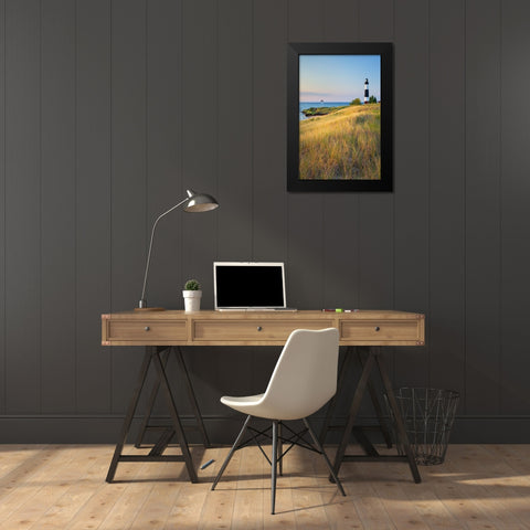 Big Sable Point Lighthouse on the eastern shore of Lake-Michigan Ludington State Park-Michigan Black Modern Wood Framed Art Print by Majchrowicz, Alan