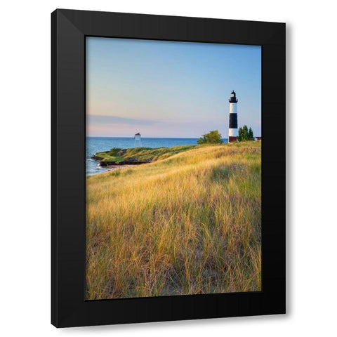 Big Sable Point Lighthouse on the eastern shore of Lake-Michigan Ludington State Park-Michigan Black Modern Wood Framed Art Print with Double Matting by Majchrowicz, Alan