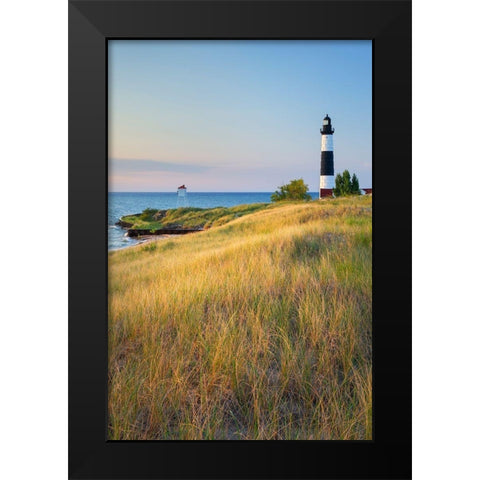 Big Sable Point Lighthouse on the eastern shore of Lake-Michigan Ludington State Park-Michigan Black Modern Wood Framed Art Print by Majchrowicz, Alan