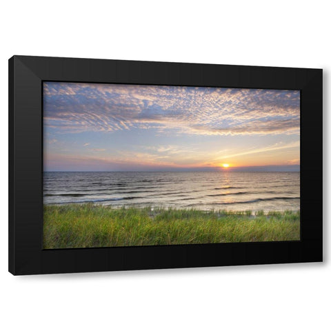 Lake-Michigan sunset Ludington State Park-Michigan Black Modern Wood Framed Art Print with Double Matting by Majchrowicz, Alan