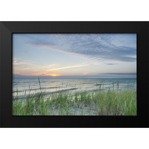 Ludington State Park-Michigan Sunset on the eastern shore of Lake-Michigan Black Modern Wood Framed Art Print by Majchrowicz, Alan