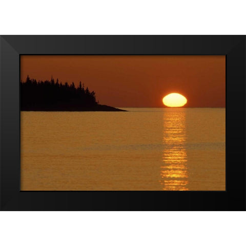 MI, Isle Royale NP, Sunrise over Lake Superior Black Modern Wood Framed Art Print by Carlson, Mark