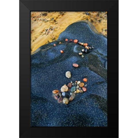 Michigan Lake Superior rocks on beach Black Modern Wood Framed Art Print by Rotenberg, Nancy