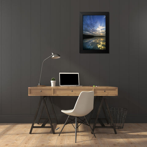 Michigan Sunrise sky reflected in Petes Lake Black Modern Wood Framed Art Print by Rotenberg, Nancy