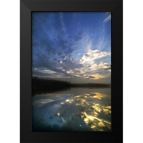 Michigan Sunrise sky reflected in Petes Lake Black Modern Wood Framed Art Print by Rotenberg, Nancy